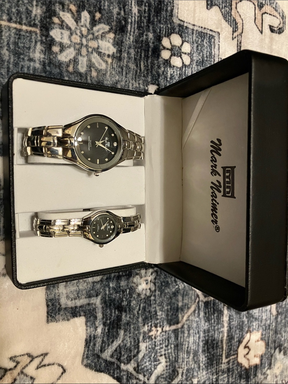 Marke Mariner Silver Stainless Steel Watch Duo with Black Dials